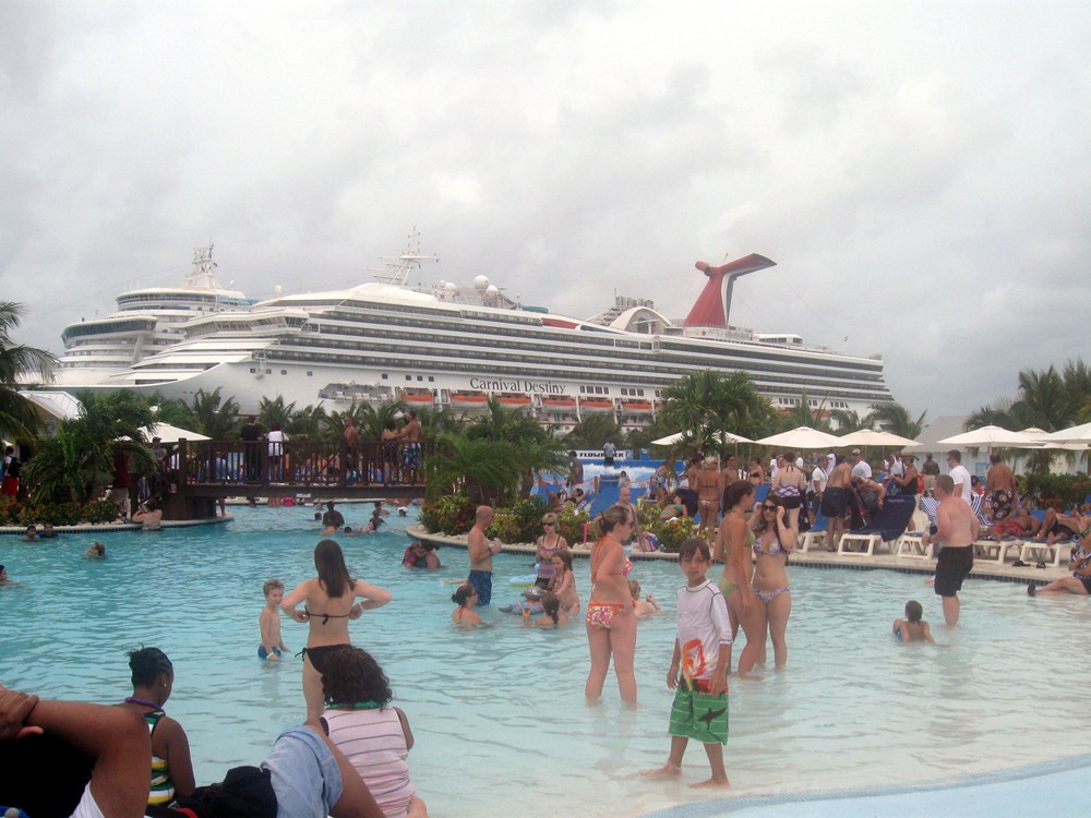 View of the ships dock in Grand Turk from Margaritaville