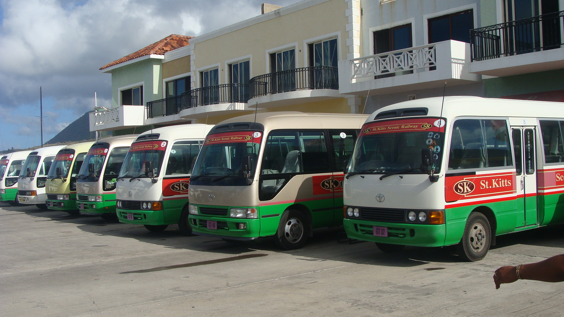 Waiting tour buses