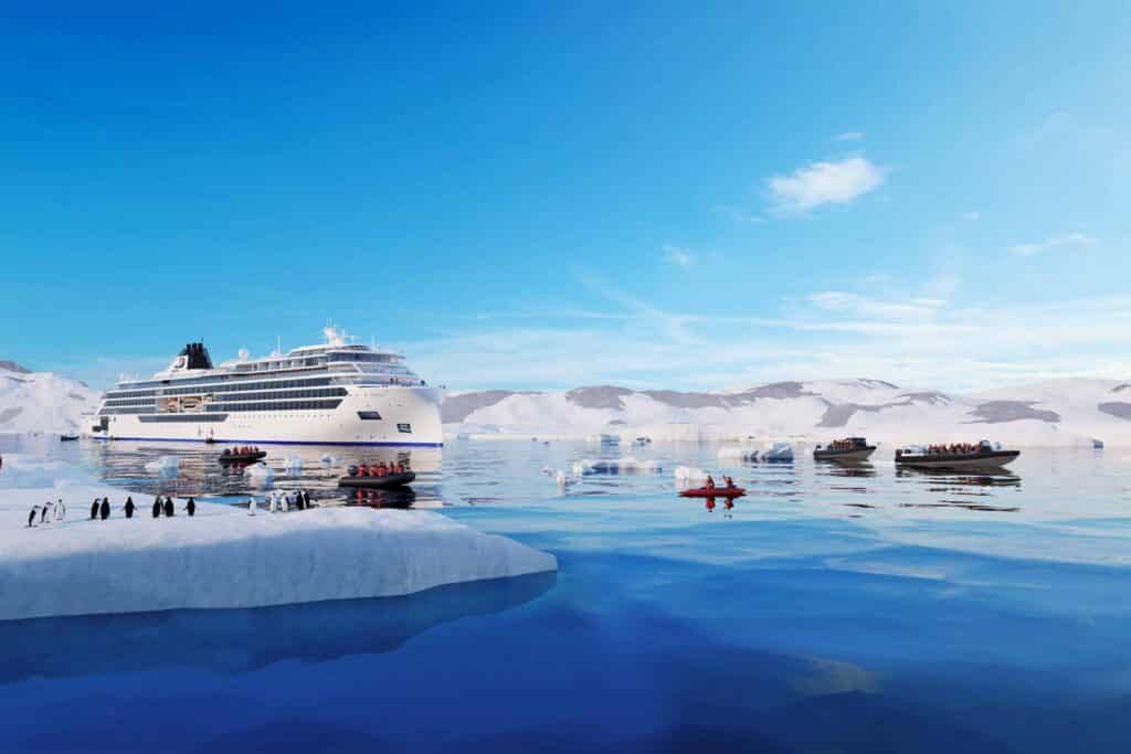 Viking Expedition Ship in Antarctica.
