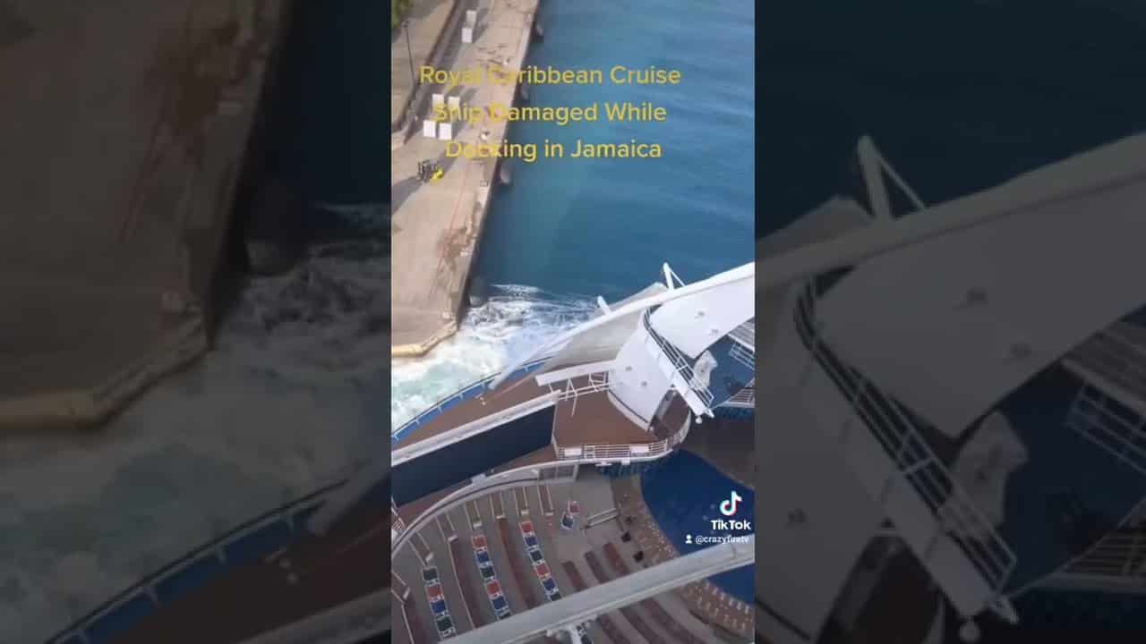 cruise ship hits dock in jamaica
